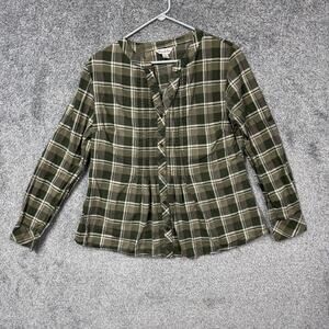 River & Rose Shirt Womens M Plaid Cottagecore Farm Girl Milkmaid Countryside